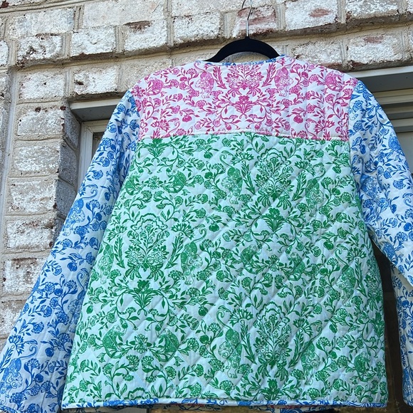 Roller Rabbit Multicolor Block Print Cotton Quilted Jacket - Picture 8 of 13
